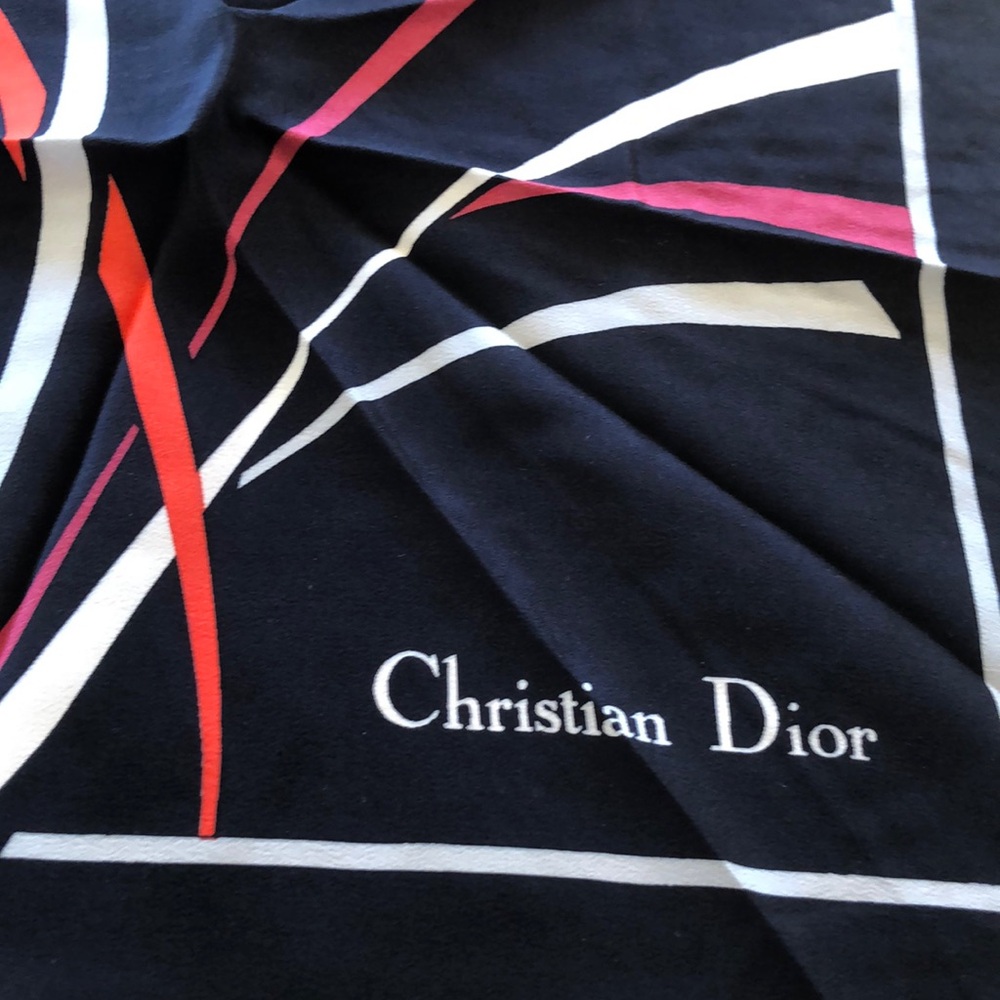 Christian Dior silk scarf . Approximately 26 by 26 . Floral design . Vintage